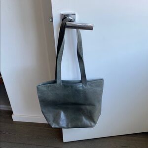 Army Green Leather Tote Bag